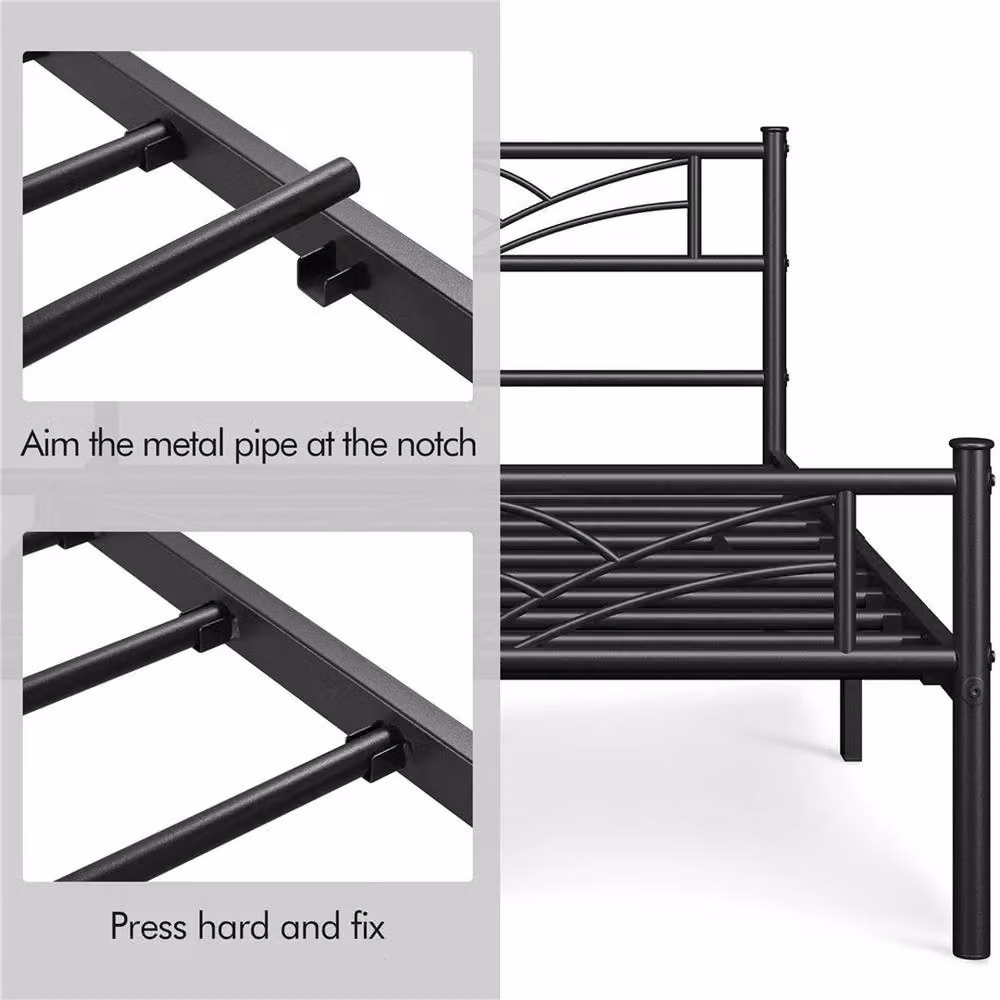 Kelvenix Single Metal Bed Frame in Black, W/D/H: 90 x 190 cm – 3