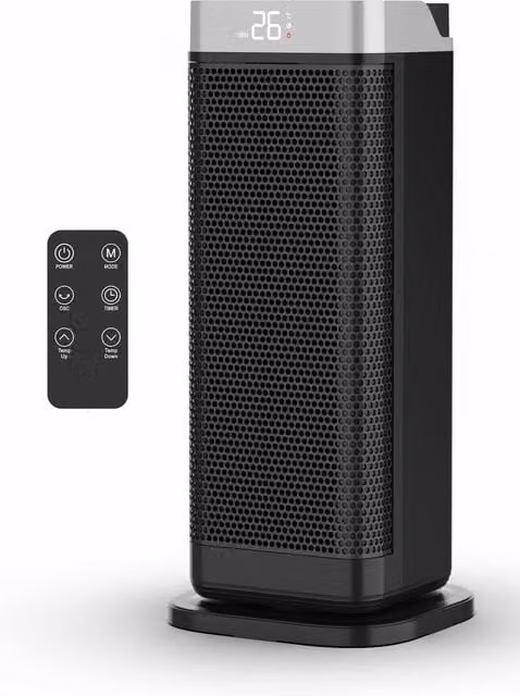Air Pro Portable Electric Ceramic Space Heater with LED Display and Remote Control, Black