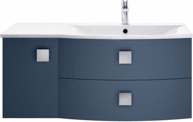Balterley Gentleshaw Right-Hand Vanity Basin Unit with 1 Door and 2 Drawers, Blue, Width: 100 cm