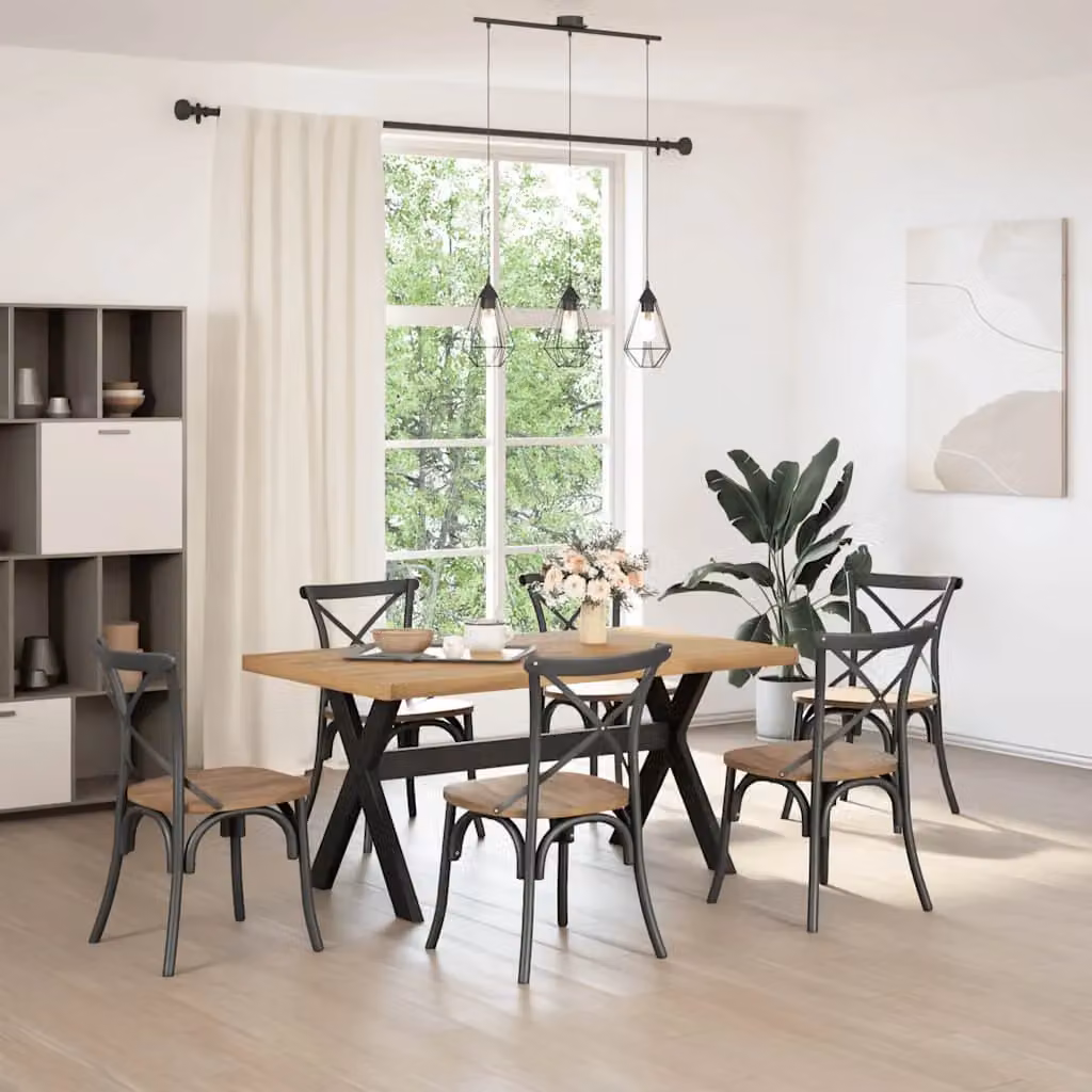 Berkfield Home NOAIN Rectangular Dining Table in Brown Solid Pine with X-Shaped Legs, W: 160 cm, D: 90 cm, H: 75 cm – 2