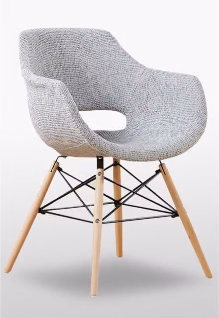 Life Interiors Olivia Mid-Century Fabric and Velvet Dining Chair in Grey and Black