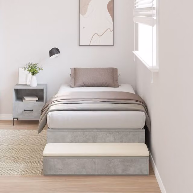 Berkfield Home Storage Bed Frame with Drawers, Grey, W/D/H: 90 x 200 cm