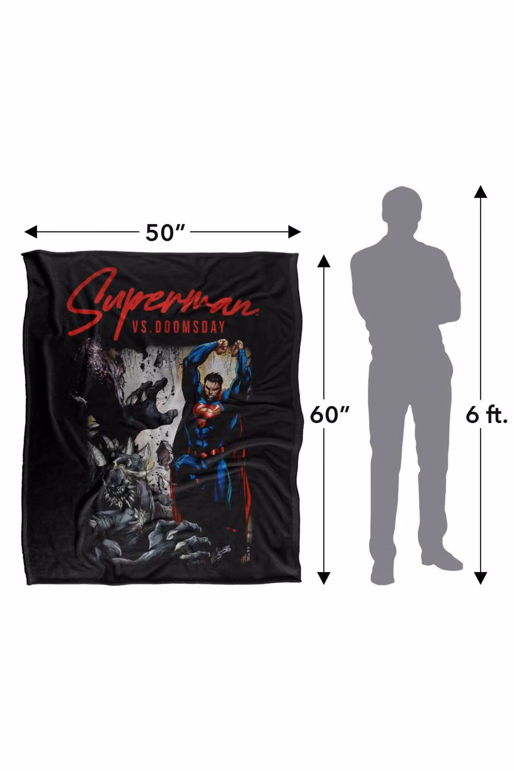 Warner Bros. Superman vs Doomsday Super Soft Silky Touch Fleece Throw Blanket, Multicolour, W: 127.0 cm x L: 152.4 cm – 8
