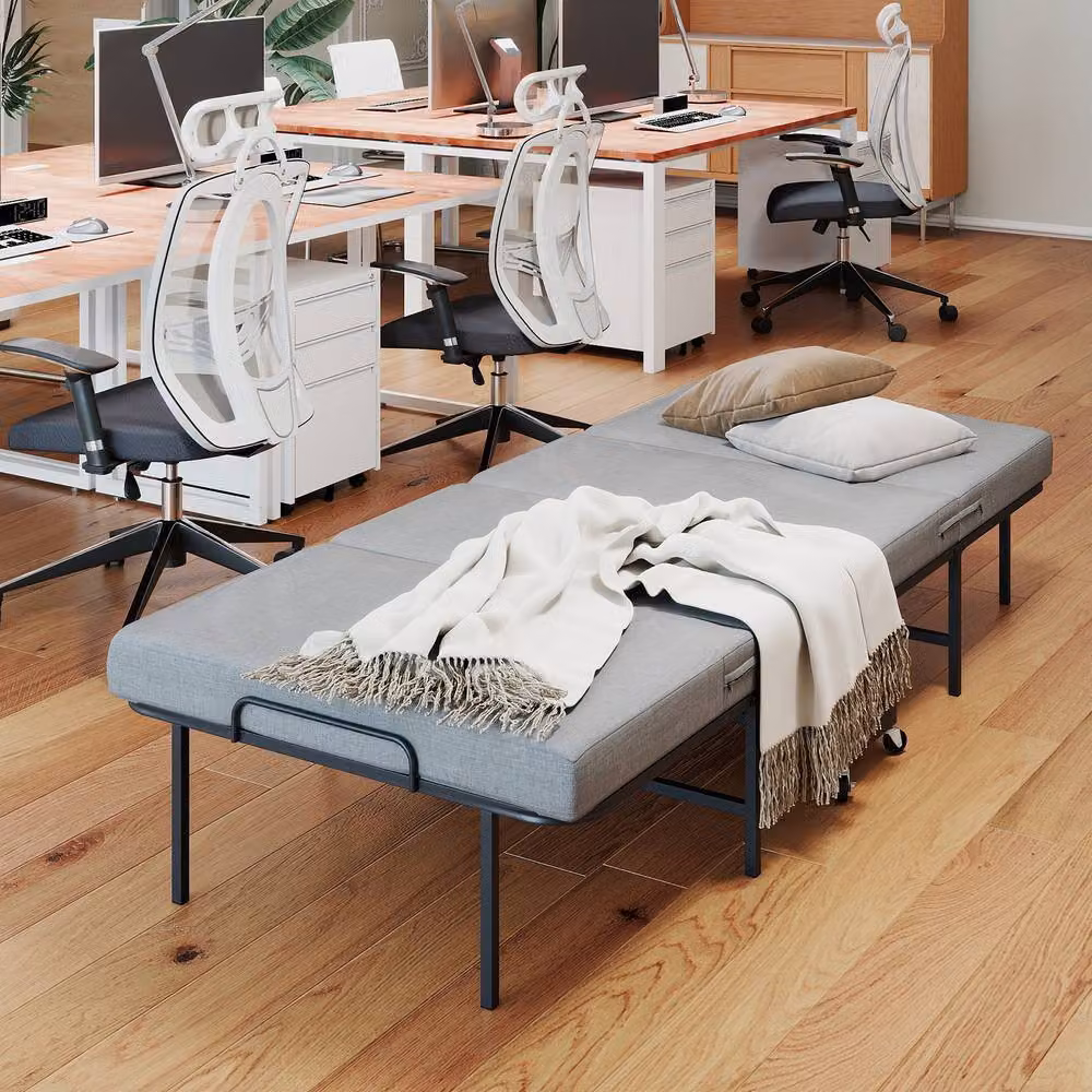 Matteo Grey Single Folding Bed with 6cm Memory Foam Mattress, W/D/H: 90 x 190 x 43 cm – 3
