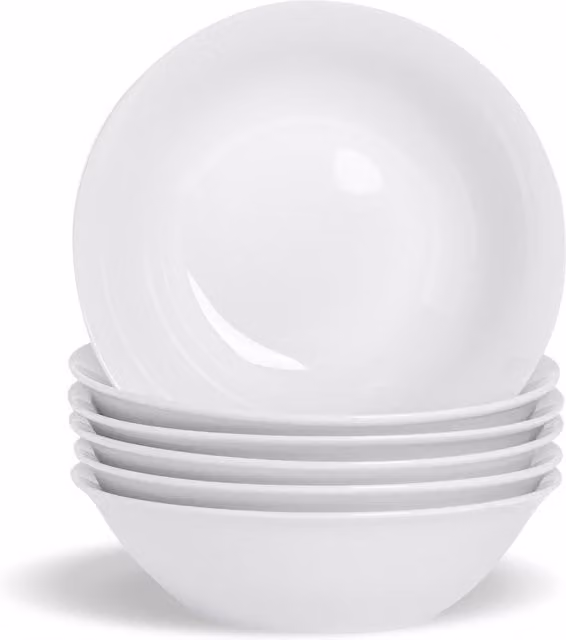 Argon Tableware White Porcelain Cereal Bowls Set of 12, 18 cm Diameter – 1