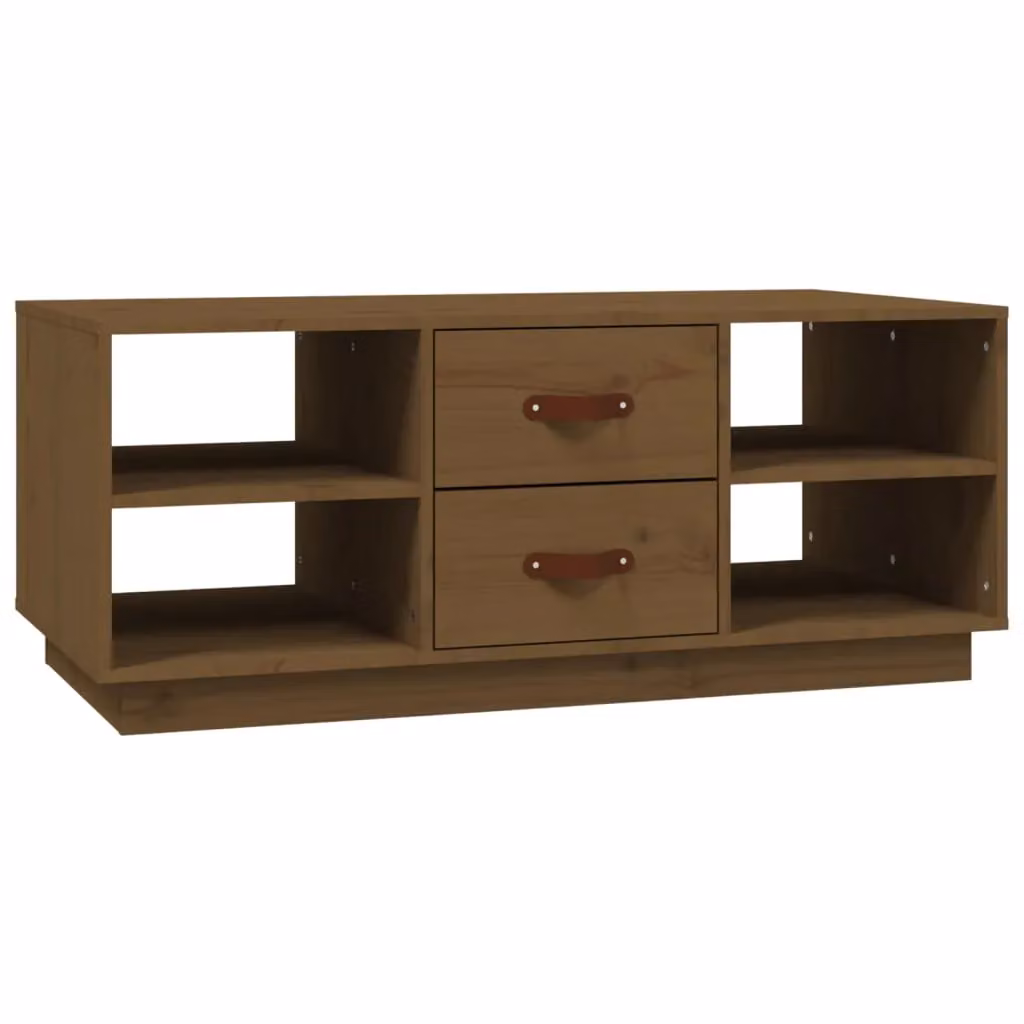 Berkfield Home Rustic Solid Wood Pine Coffee Table, Honey Brown, W: 100 cm, D: 50 cm, H: 41 cm – 2