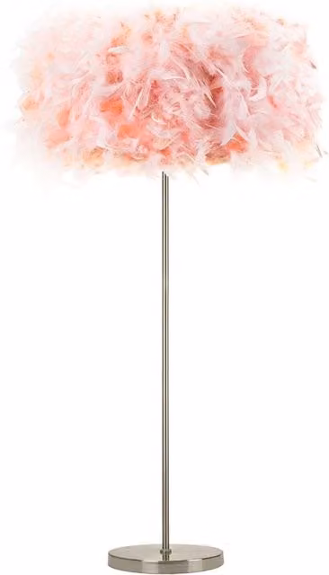 Happy Homewares Chic Pink Feather Floor Lamp with Silver Metal Base