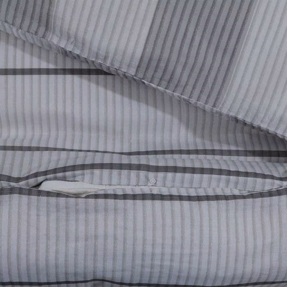Berkfield Home Elegant Grey Cotton Duvet Cover and Pillowcase Set, W/D/H: 135 x 200 cm and 80 x 80 cm – 4