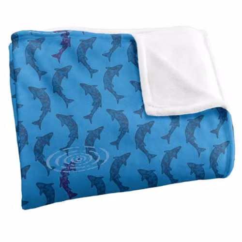 JQ Licensing Trout Rise Fishing Pattern Super Soft Fleece Throw Blanket in White, W/D/H: 152 x 127 cm – 2