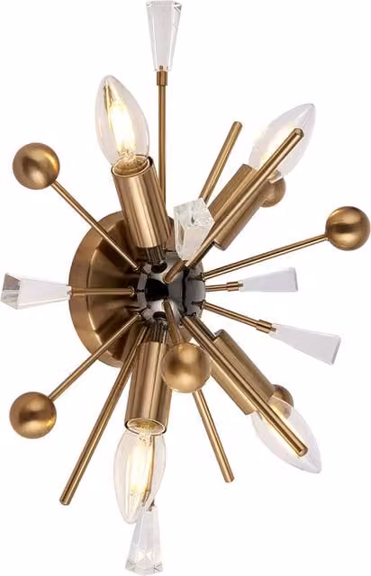 Merano 4 Light Wall Lamp in Gold/Brass and Black with Transparent Glass