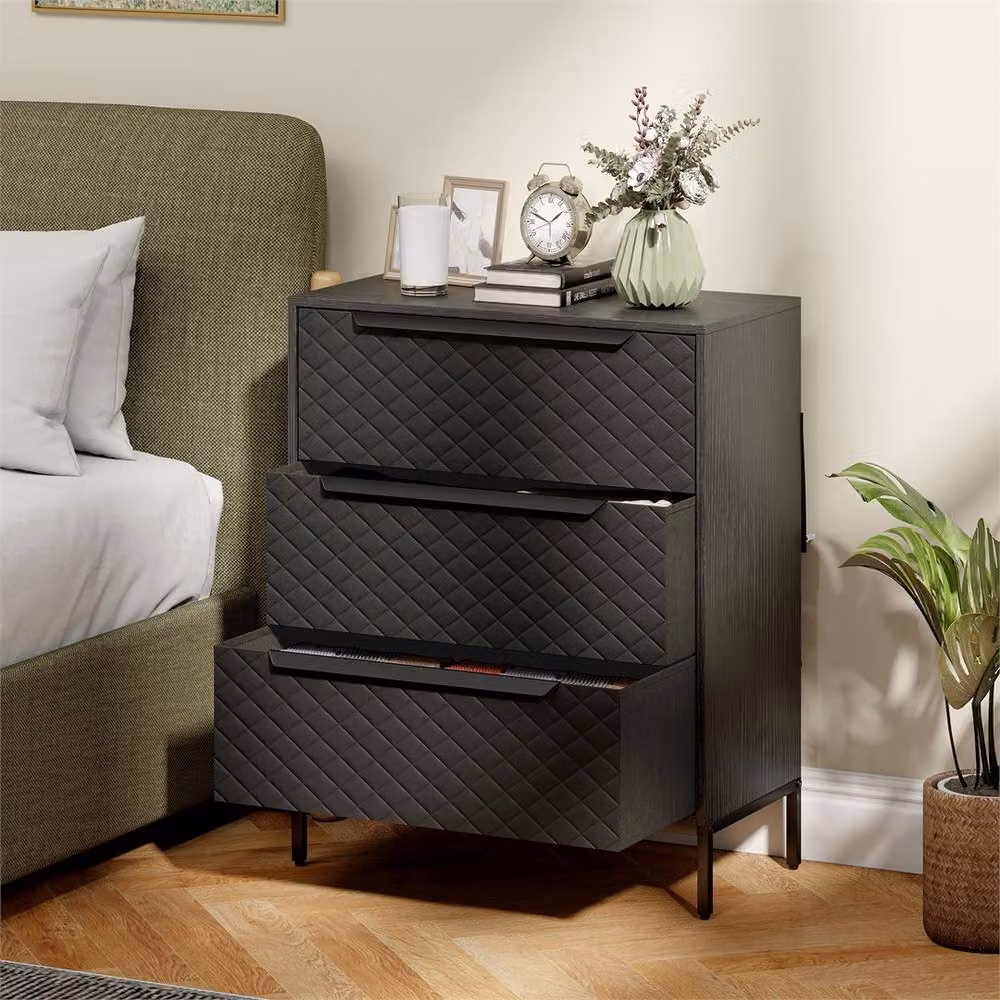 Kelvenix Modern Black 3 Drawer Dresser for Bedroom – 3