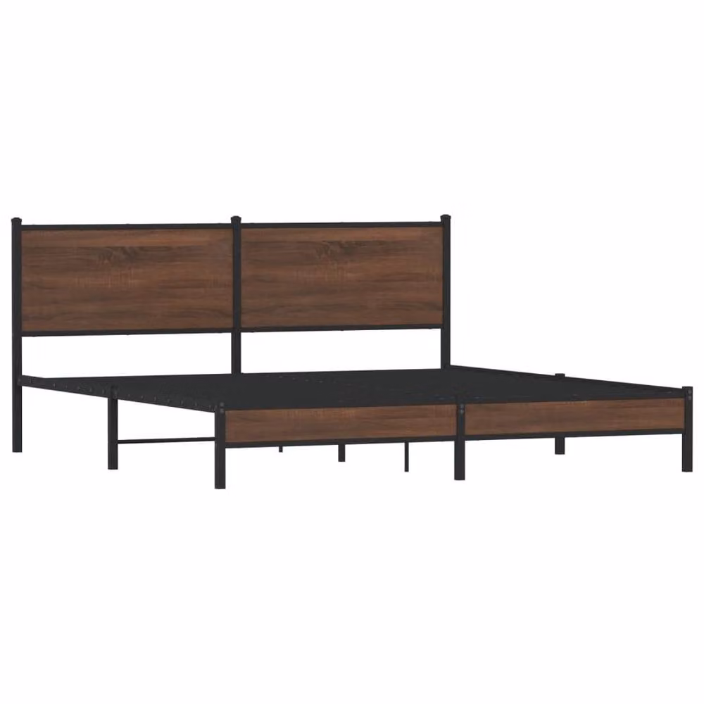 Berkfield Home Metal Bed Frame in Brown Oak, W: 160 cm, D: 200 cm – 2