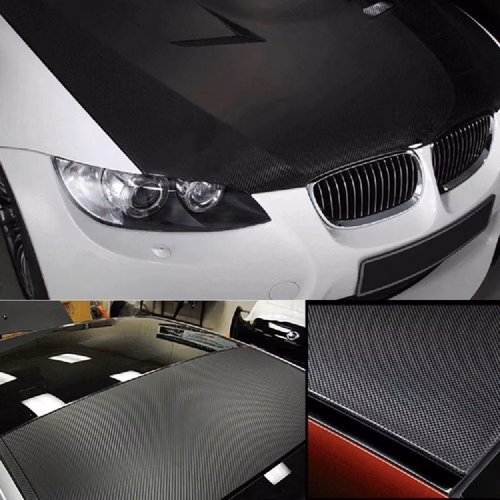 FLAVORA 3D Carbon Fiber Vinyl Wrap Film in Black, W/D/H: 60 cm x 200 cm x 0.12 cm – 3