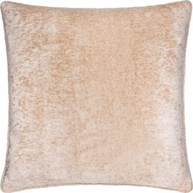 Make it a Home Lustre Plain Velvet Square Cushion in Beige with Feather Filling