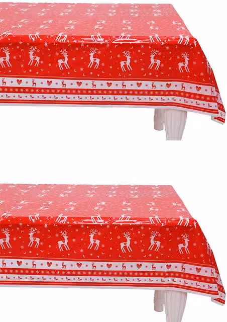 Neel Blue PVC Christmas Tablecloth, Waterproof and Easy Care Rectangular Table Protector, W: 120 cm, L: 180 cm