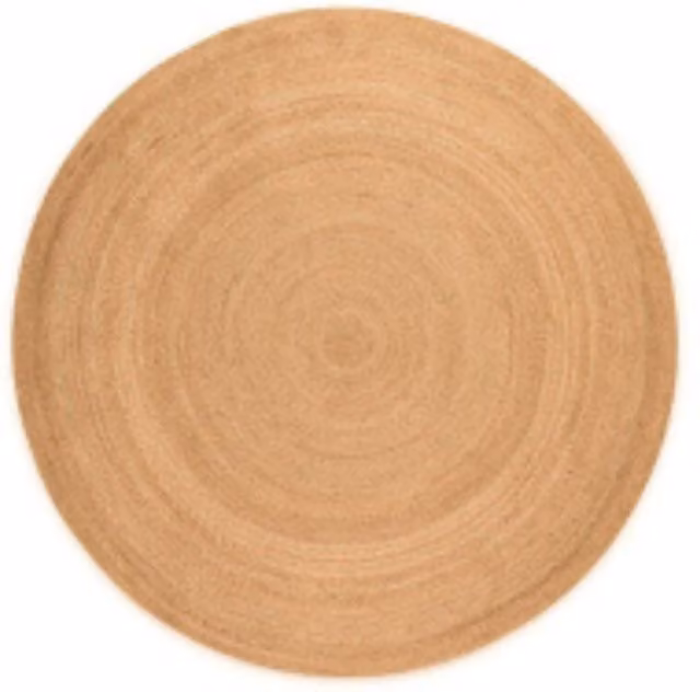THE RUGS Rangpur Jute Braided Round Handwoven Flatweave Rug in Gold and Beige, Diameter: 200 cm