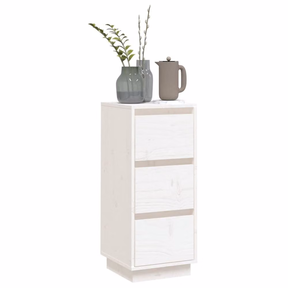 Berkfield Home White Solid Wood Pine Sideboard W/D/H: 32 x 34 x 75 cm – 2