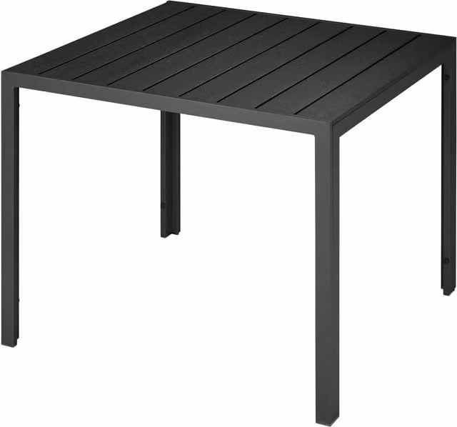 tectake Modern Square Aluminium Garden Table with Matt Black MDF Laminate Top and Adjustable Feet