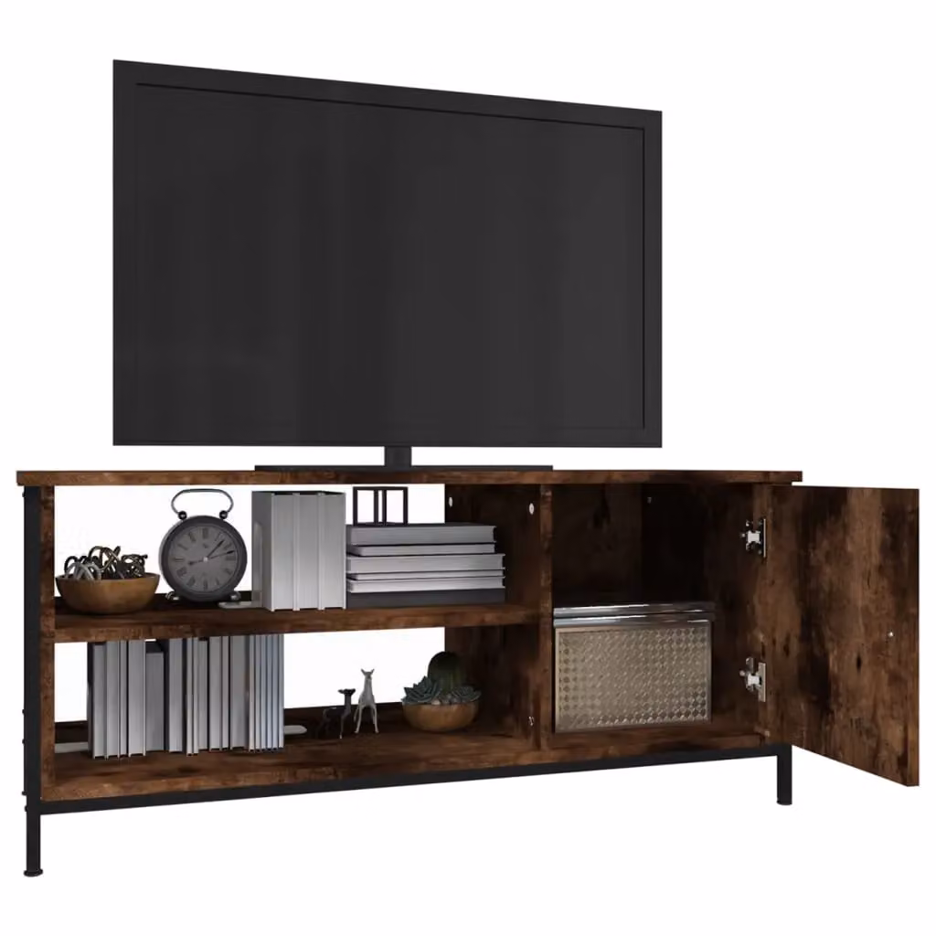 Berkfield Home Smoked Oak TV Cabinet in Brown, W/D/H: 100 x 40 x 45 cm – 3