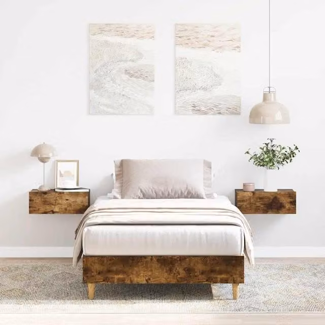 Berkfield Home Smoked Oak Bed Frame in Brown, Engineered Wood, W: 90 cm, L: 200 cm – 1