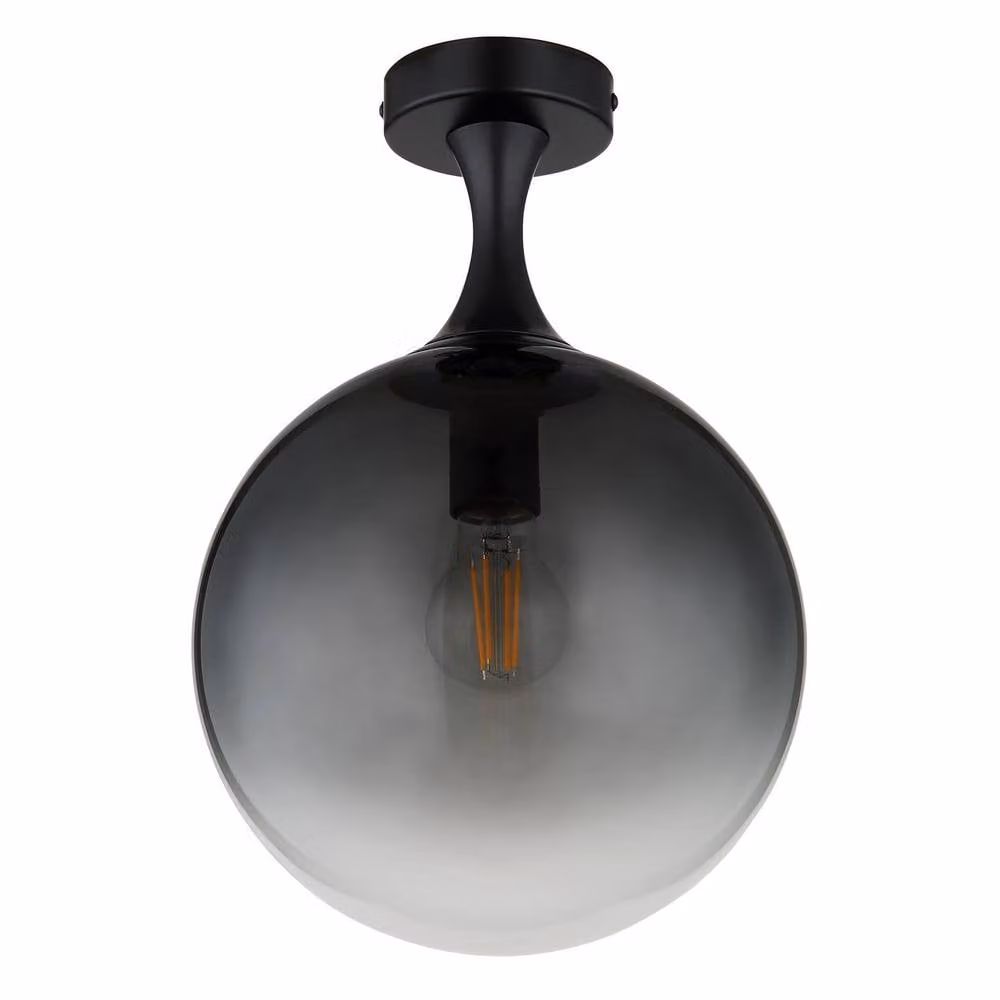 Netlighting Dalton Globe Ceiling Light in Matt Black with Smoke Glass Sphere Shade, E27 – 2