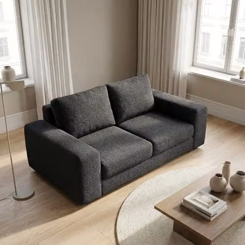 Abakus Direct Boston 3 Seater Fabric Sofa in Black with Solid Wood Frame – 2