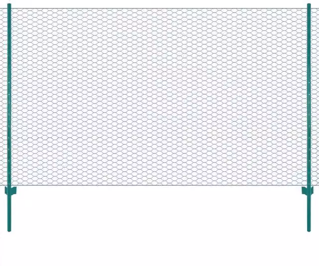 Berkfield Home Green PVC-Coated Steel Wire Mesh Fence with Posts, W: 25 m, H: 2 m