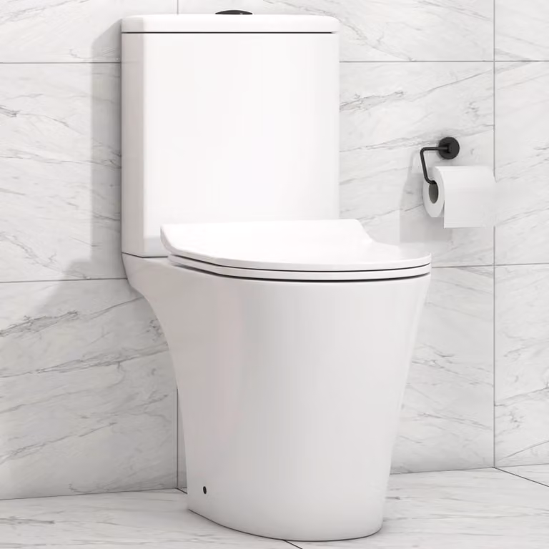 Royal Bathrooms Nova Close Coupled Rimless Ceramic Toilet in White with Slim Soft Close Seat and Cistern