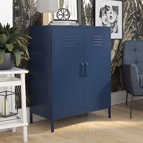 DHP Furniture Bradford 2 Door Metal Storage Cabinet, Blue, W/D/H: 101.5 x 40.0 x 80.0 cm – 2
