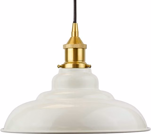 SE Home St Edmund's Clay White Round Pendant Light in Polished Brass and Black