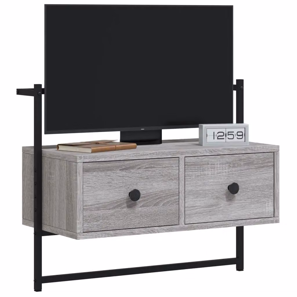 Berkfield Home Wall-mounted TV Cabinet in Grey, W: 60.5 cm, D: 30 cm, H: 51 cm – 3