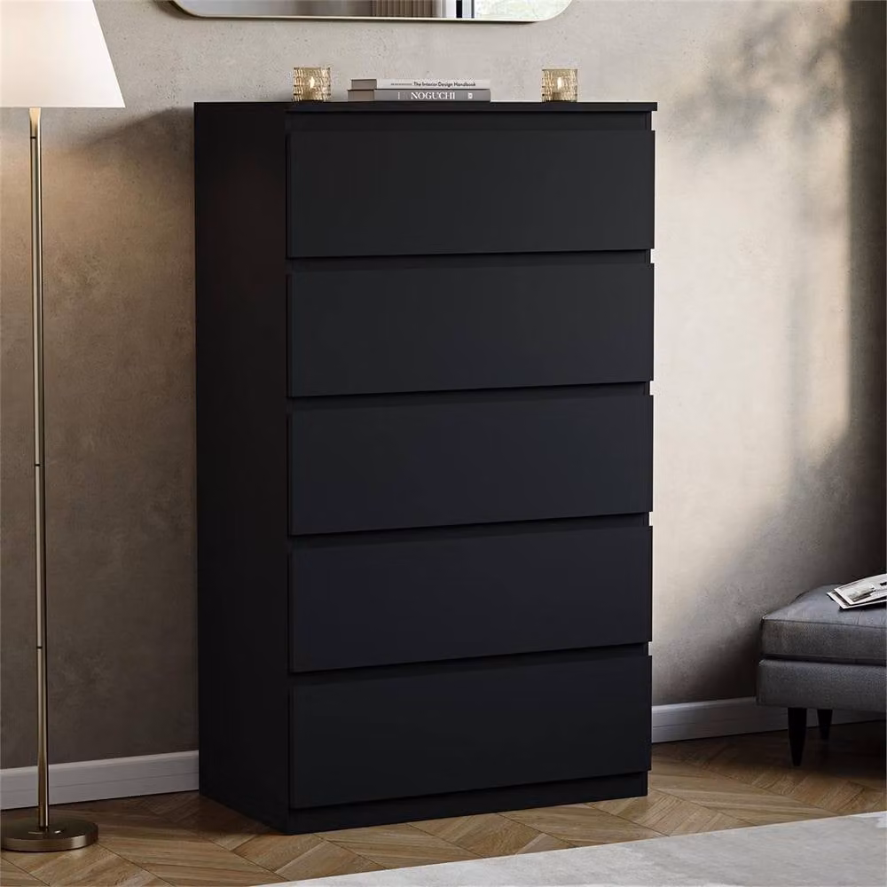NESTLUNE Black 5 Drawer Chest of Drawers Storage Cabinet – 1