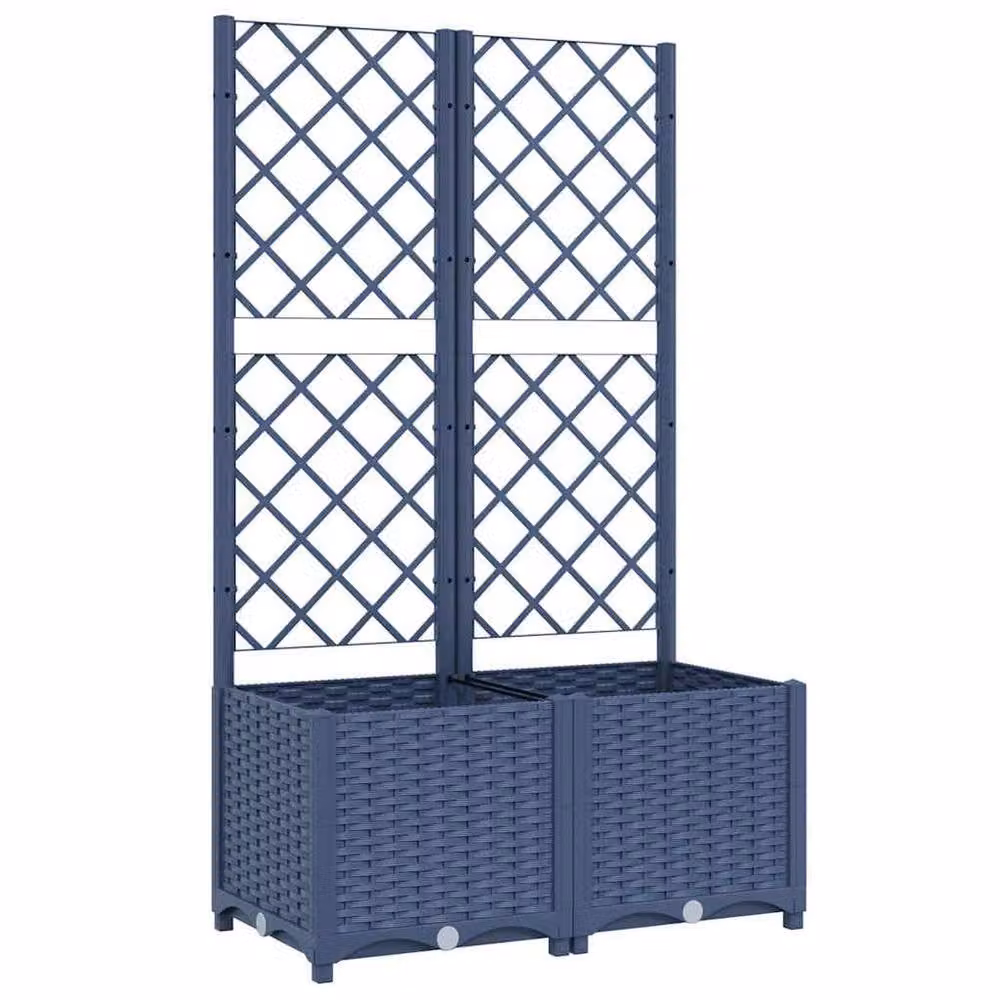 Berkfield Home Garden Planter with Trellis in Dark Grey, W/D/H: 80 x 40 x 136 cm – 3
