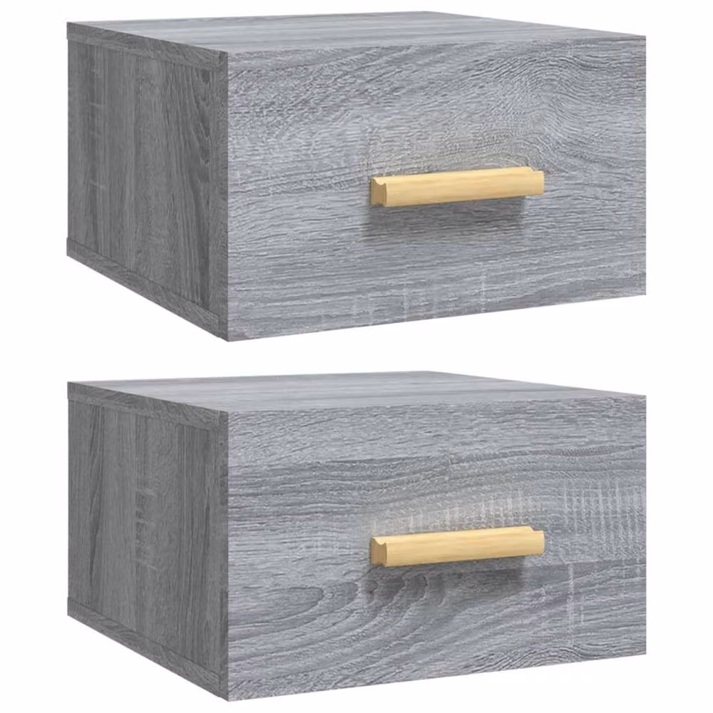 Berkfield Home Wall-mounted Bedside Cabinets, 2 Piece Set, Grey Sonoma, W/D/H: 35 x 35 x 20 cm – 2