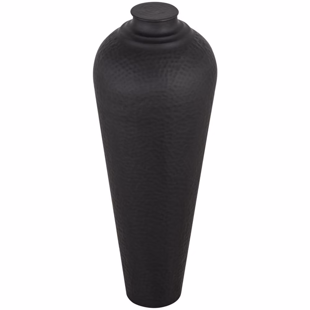 Lemon Pavilion Medium Hammered Metal Vase with Lid in Black, W: 31 cm, D: 31 cm, H: 80 cm – 2