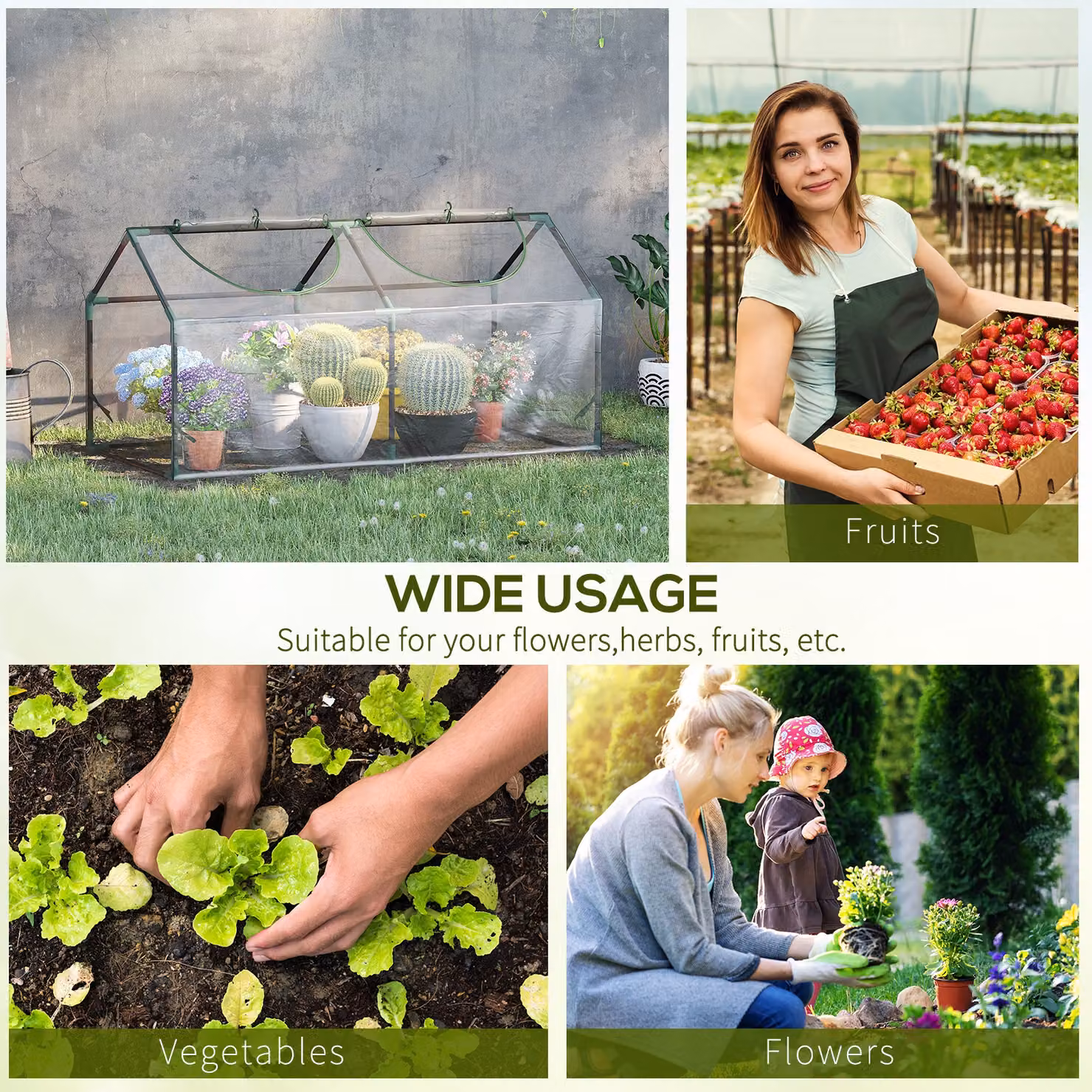 Outsunny Mini Greenhouse with Windows and Steel Frame, Transparent and Grey, W/D/H: 120 x 60 x 60 cm – 4
