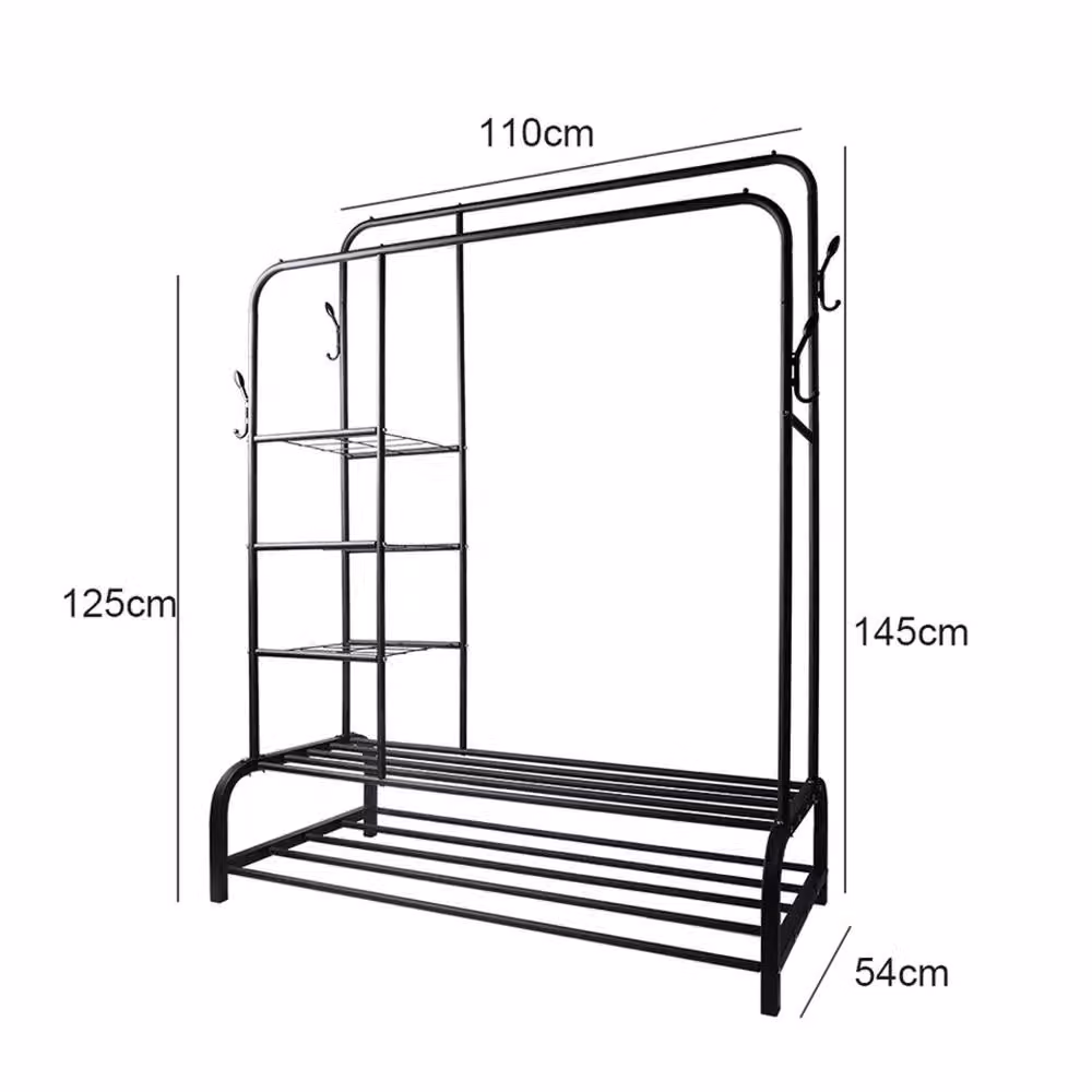 Nordara Heavy Duty Double Clothes Rail in Matt Black with 120kg Load Capacity – 2