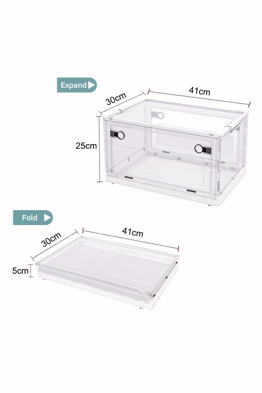 Living and Home 3 Pack Medium Collapsible and Stackable Clear Plastic Storage Boxes with Lids and Handles in White – 2