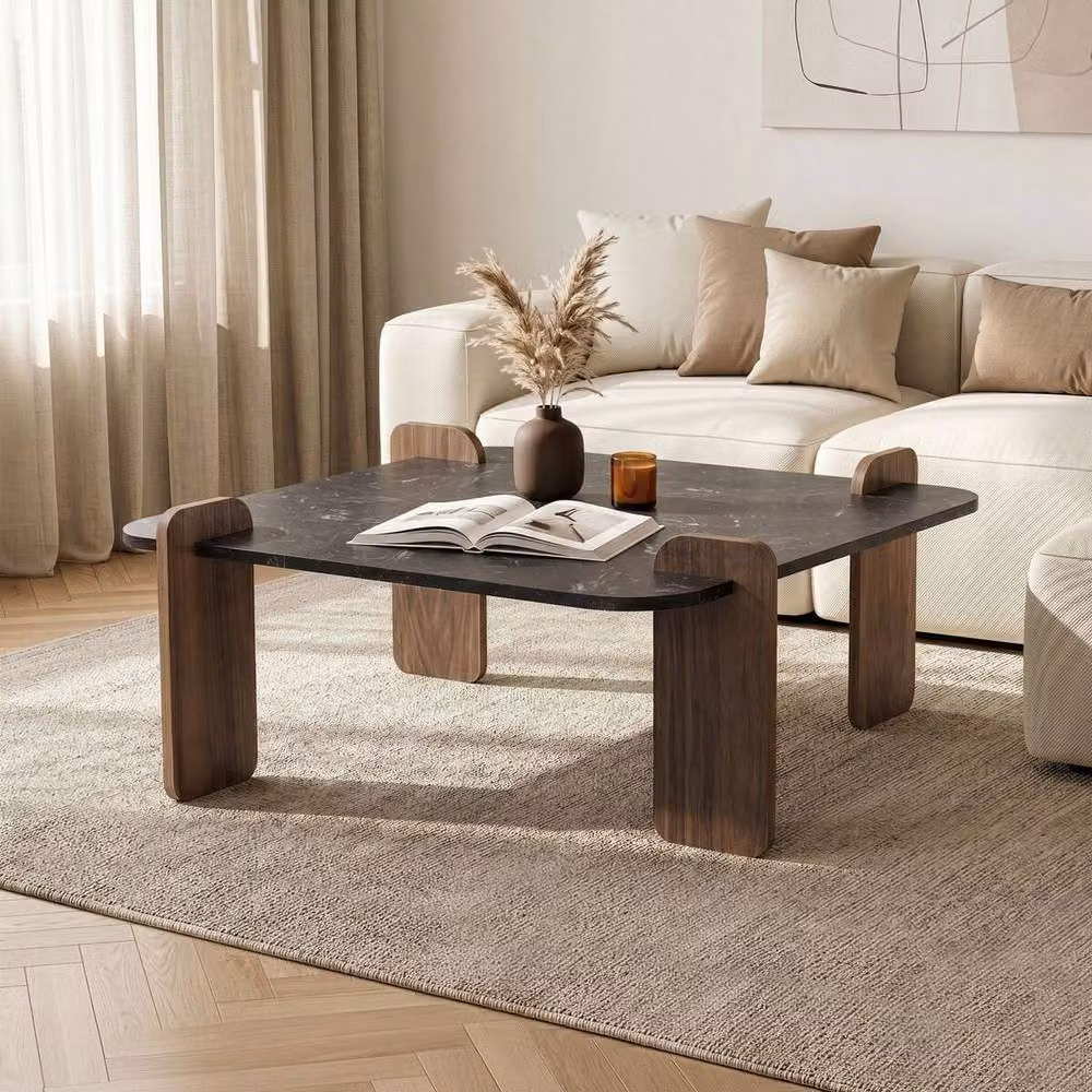 CALICOSY Square Coffee Table in Black, W/D/H: 90 x 90 x 35 cm – 2