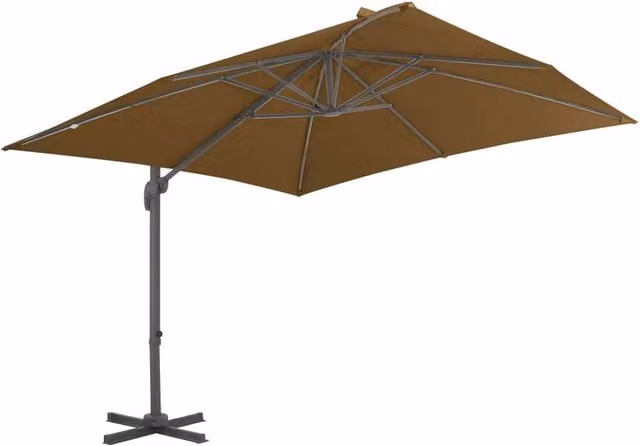 Berkfield Home Cantilever Garden Umbrella with Aluminium Pole, Brown, W/D/H: 300 x 300 x 258 cm