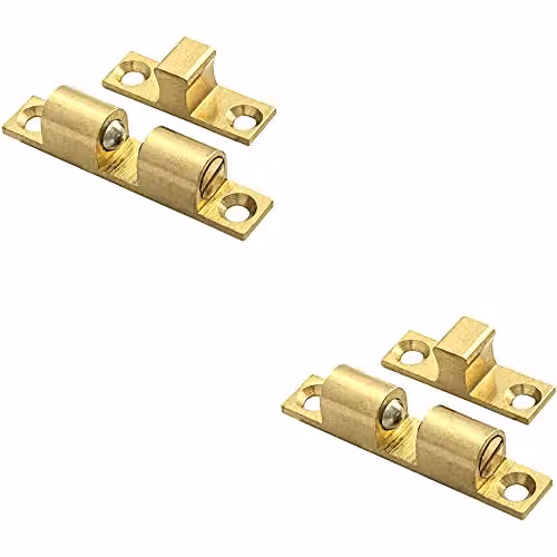 Loops 2 Pack Double Ball Roller Cupboard Catch in Gold, 43 x 8mm with 34.5mm Fixing Centres