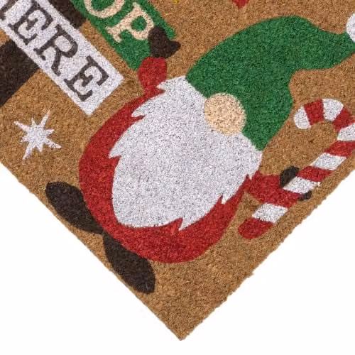 JVL Christmas Coir and PVC Doormat, Santa Stop Here, Multicolour, W: 40 cm, D: 58 cm – 3