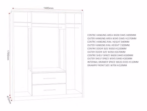 Seconique Seville 4 Door 2 Drawer Wardrobe in Grey Gloss – 2