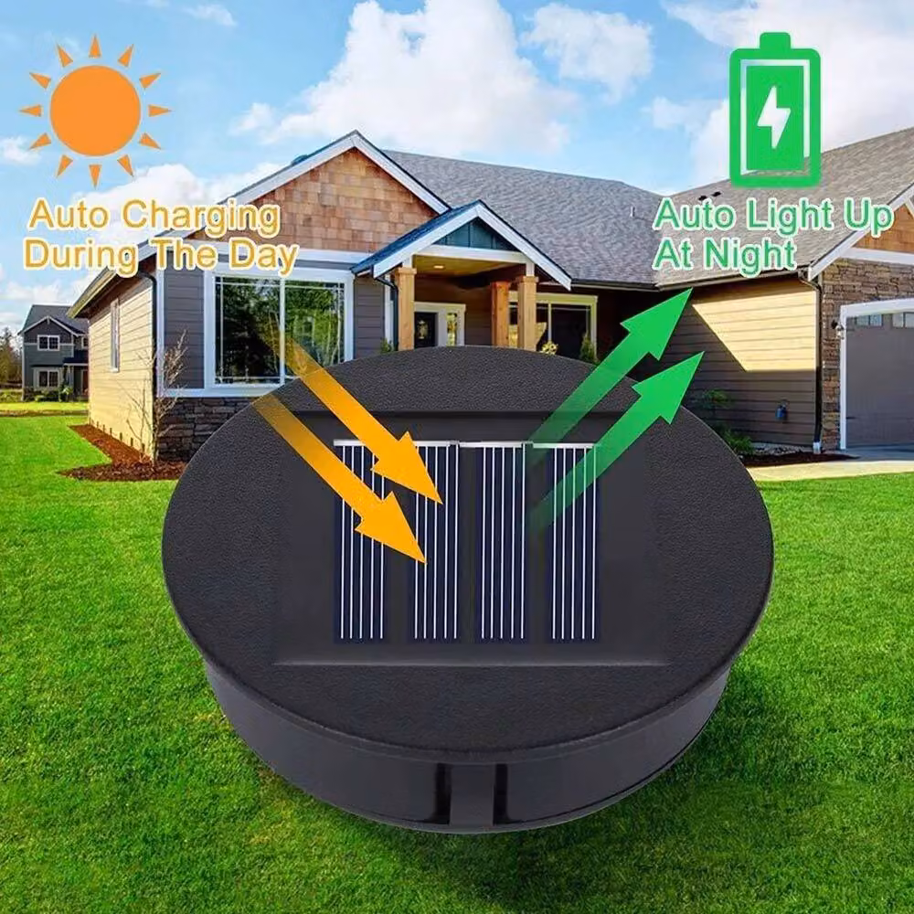 SPETLEK 4-Piece Replacement Solar Light Tops with Warm White LED in Black – 4