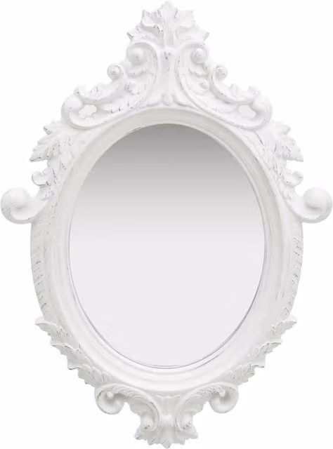 Berkfield Home Castle Style Rectangular Wall Mirror, White, W: 56 cm, H: 76 cm