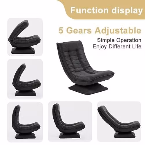 HYGRAD BUILT TO SURVIVE 360-Degree Swivel Armchair, Grey Folding Recliner with Adjustable Backrest and Headrest – 7