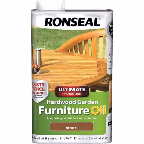 Ronseal Ultimate Protection Hardwood Garden Furniture Oil, Natural, 1 Litre