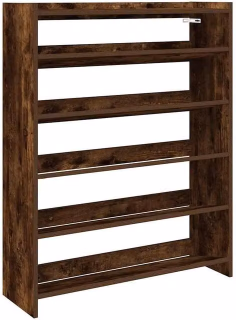 Berkfield Home Smoked Oak Shoe Rack in Brown, W/D/H: 80 x 25 x 100 cm
