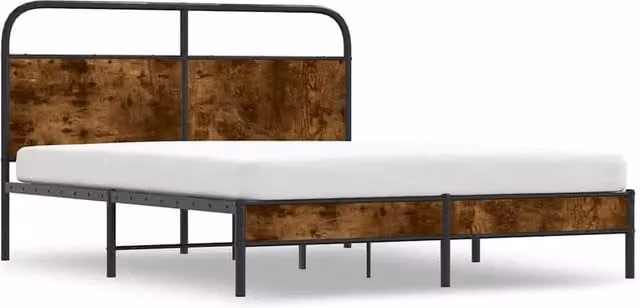 Berkfield Home Smoked Oak Bed Frame in Brown, W/D/H: 160 x 200 cm – 1