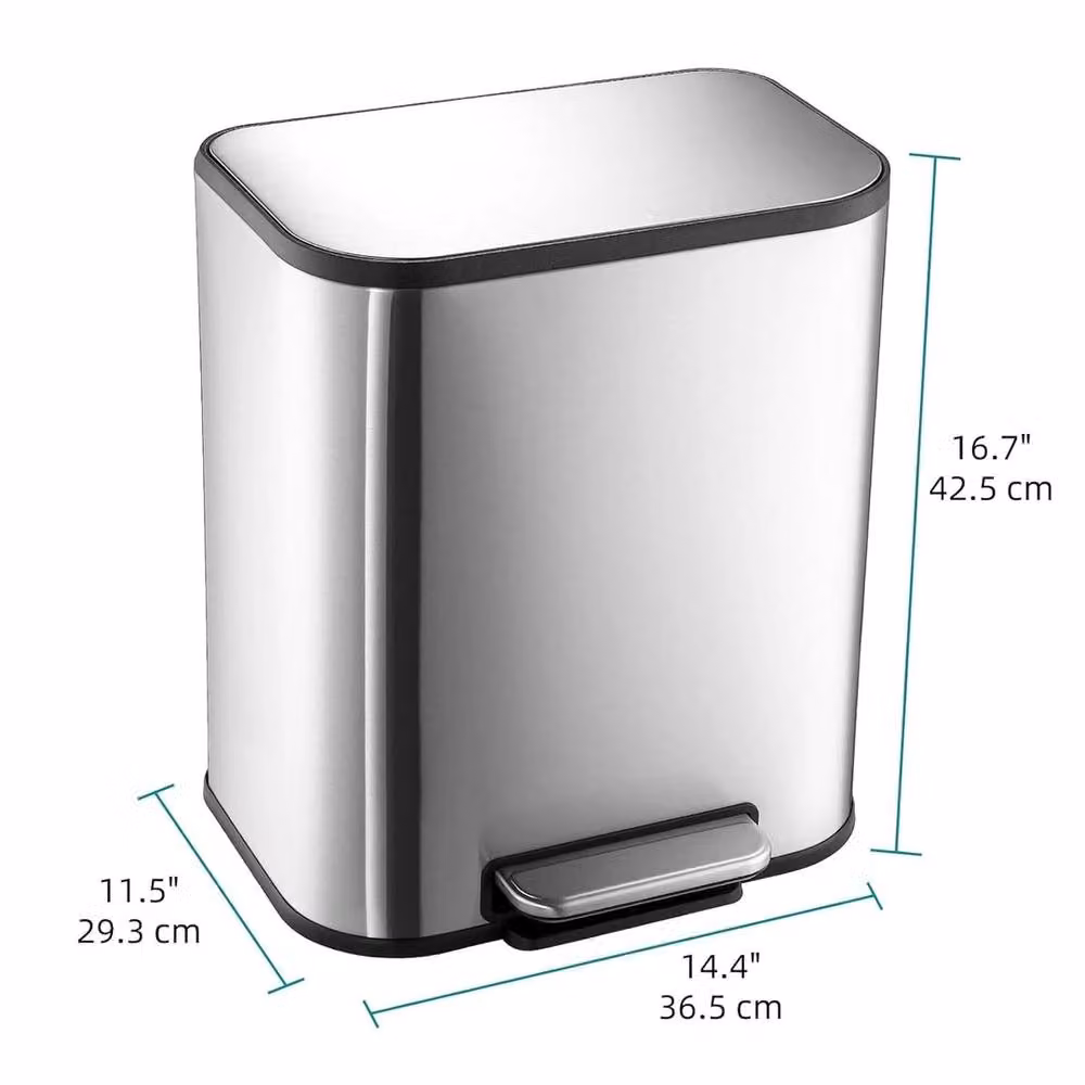 Havendro 20L Stainless Steel Hands-Free Pedal Garbage Bin with Removable Inner Bucket, Silver – 2